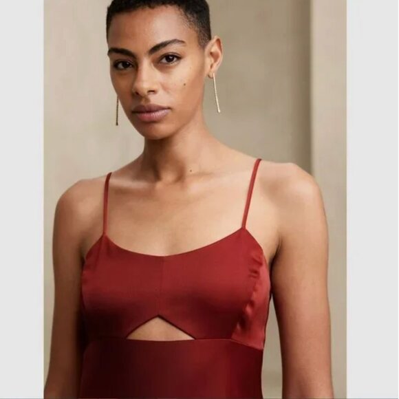 NWT Banana Republic Satin Cutout Midi Slip Dress - Picture 3 of 9